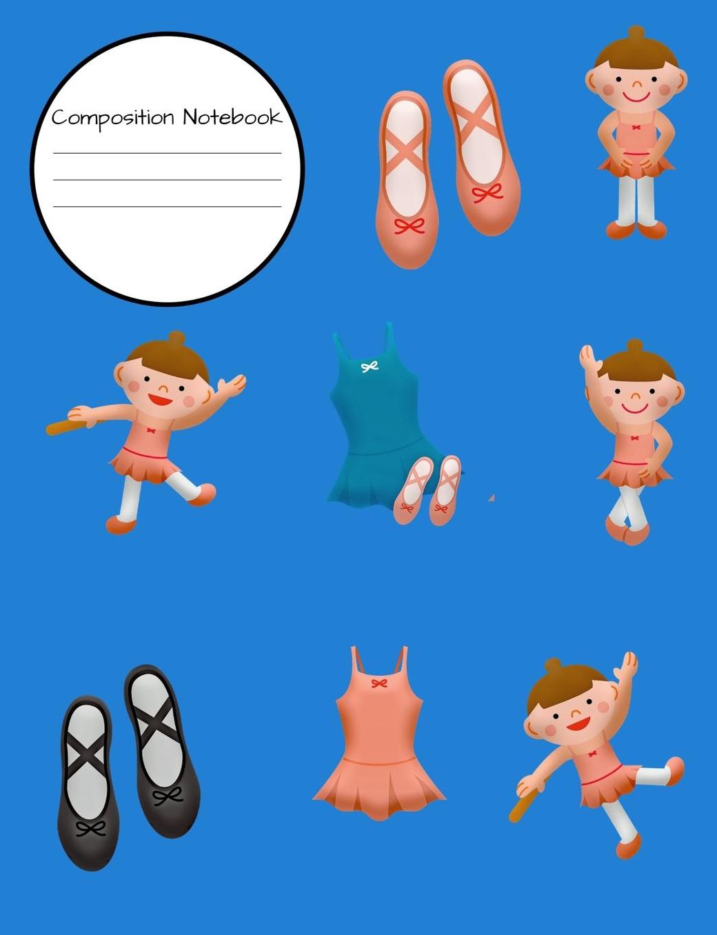 Composition Notebook: Cute Little Ballerina Girl Wide Ruled 7.44 x 9.69
