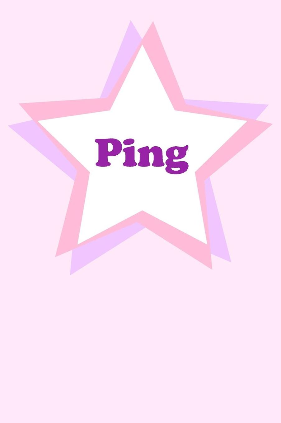Ping: Personalized Name Journal. Wide Ruled (Lined) Writing Diary, Composition Book. Cute Pink Star Cover for Girls, Kids and Teens