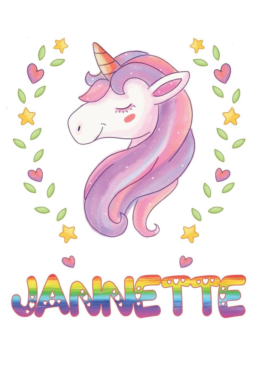 Jannette: Jannette Notebook Journal 6x9 Personalized Gift For Jannette Unicorn Rainbow Colors Lined Paper