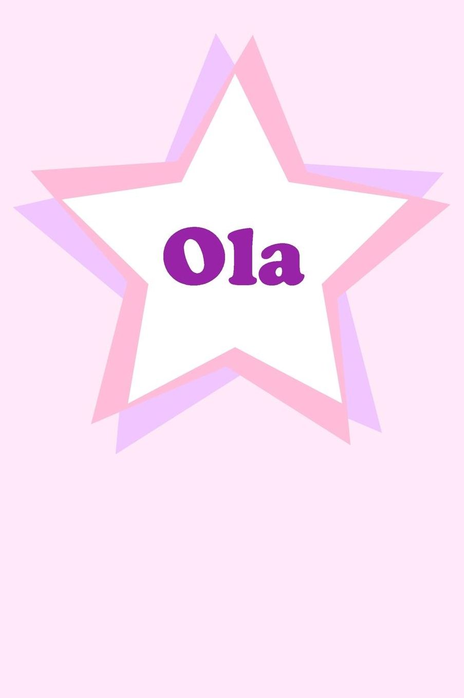 Ola: Personalized Name Journal. Wide Ruled (Lined) Writing Diary, Composition Book. Cute Pink Star Cover for Girls, Kids and Teens