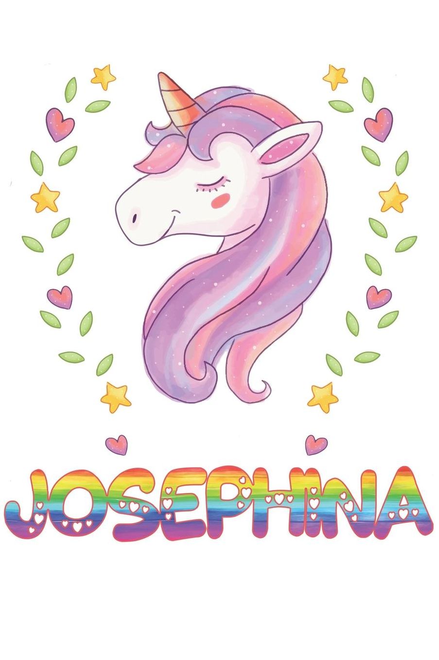 Josephina: Josephina Notebook Journal 6x9 Personalized Gift For Josephina Unicorn Rainbow Colors Lined Paper