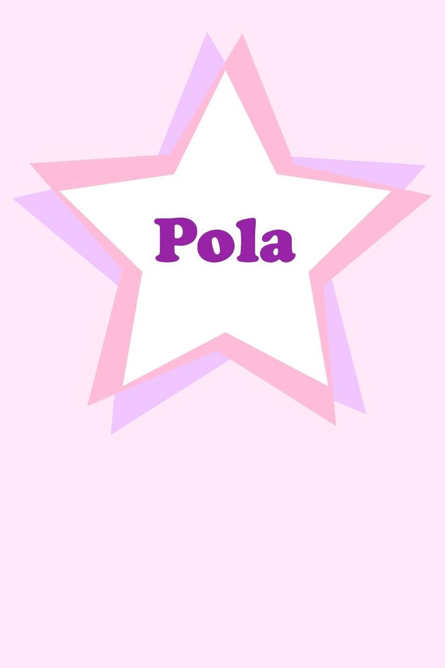 Pola: Personalized Name Journal. Wide Ruled (Lined) Writing Diary, Composition Book. Cute Pink Star Cover for Girls, Kids and Teens