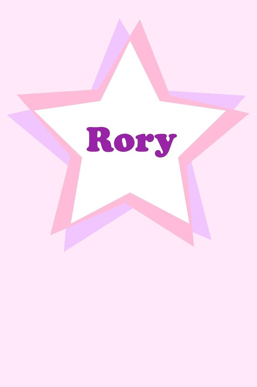 Rory: Personalized Name Journal. Wide Ruled (Lined) Writing Diary, Composition Book. Cute Pink Star Cover for Girls, Kids and Teens