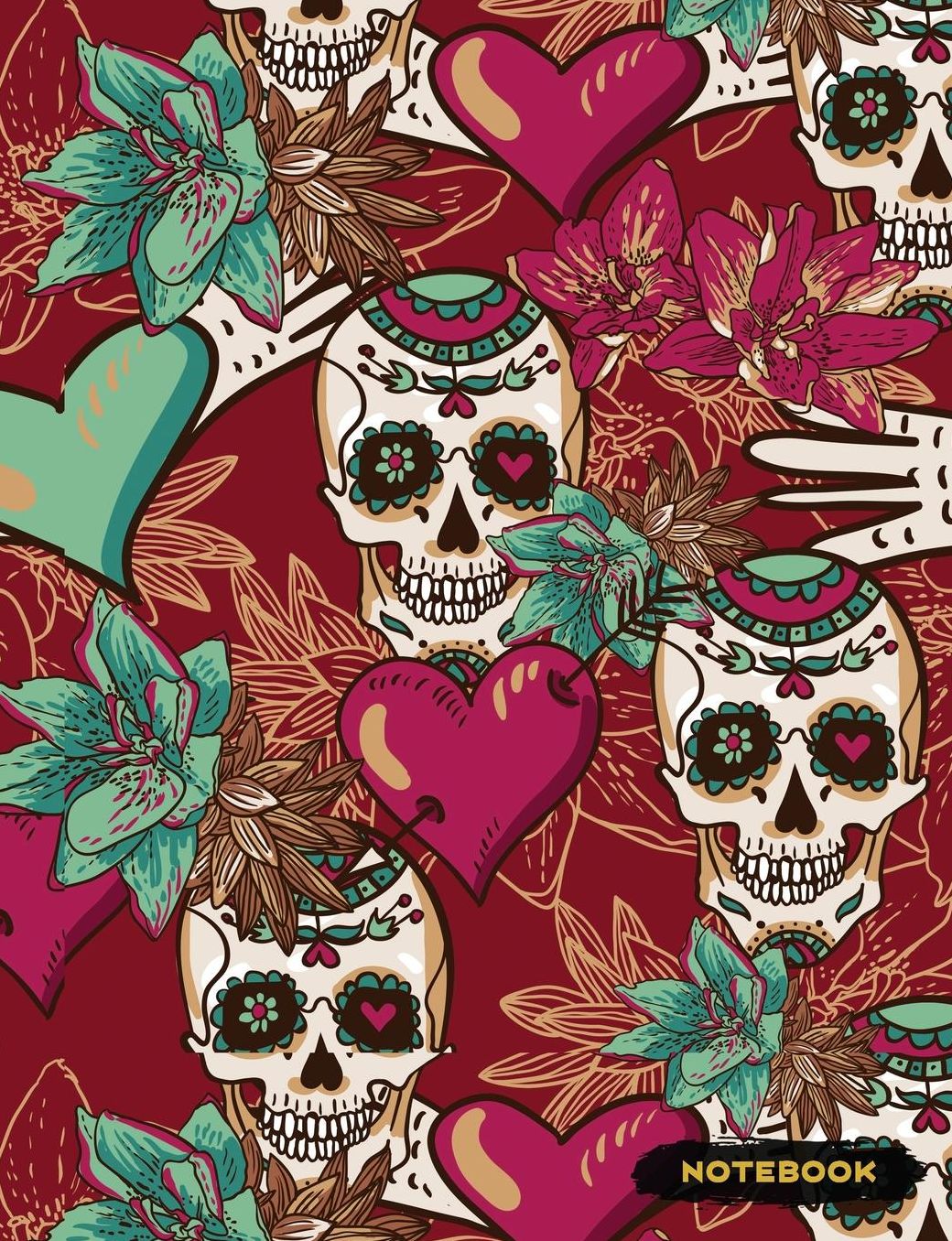 Notebook: Sugar Skull Goth Lined Journal, Composition Notebook, Ruled Lines