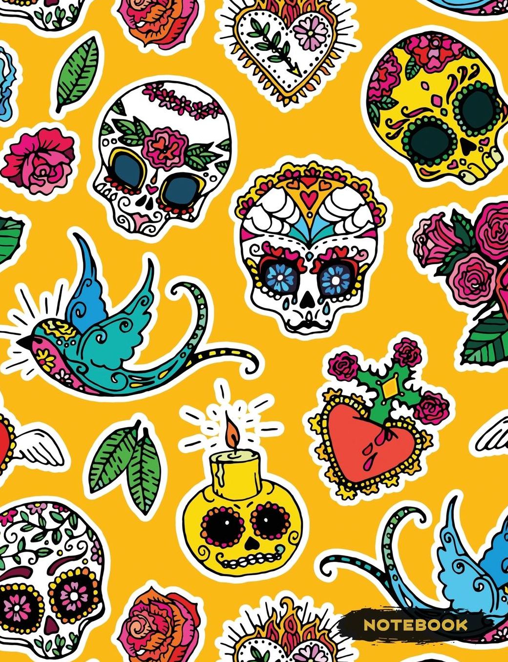 Notebook: Sugar Skull Goth Lined Journal, Composition Notebook, Ruled Lines