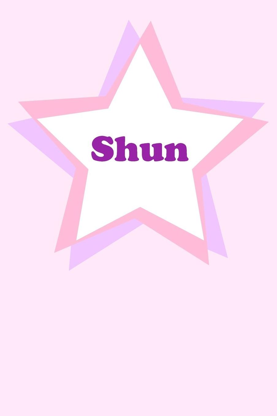 Shun: Personalized Name Journal. Wide Ruled (Lined) Writing Diary, Composition Book. Cute Pink Star Cover for Girls, Kids and Teens