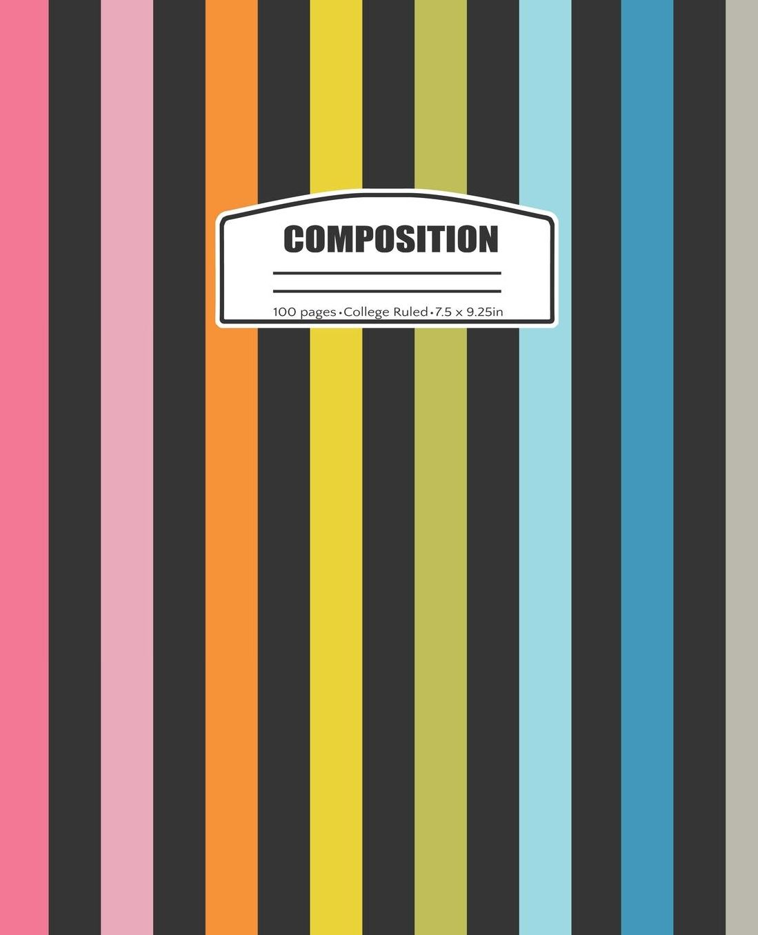 Composition: College Rule School Notebook or Journal. Colorful Pastel Lines Blank Lined Book