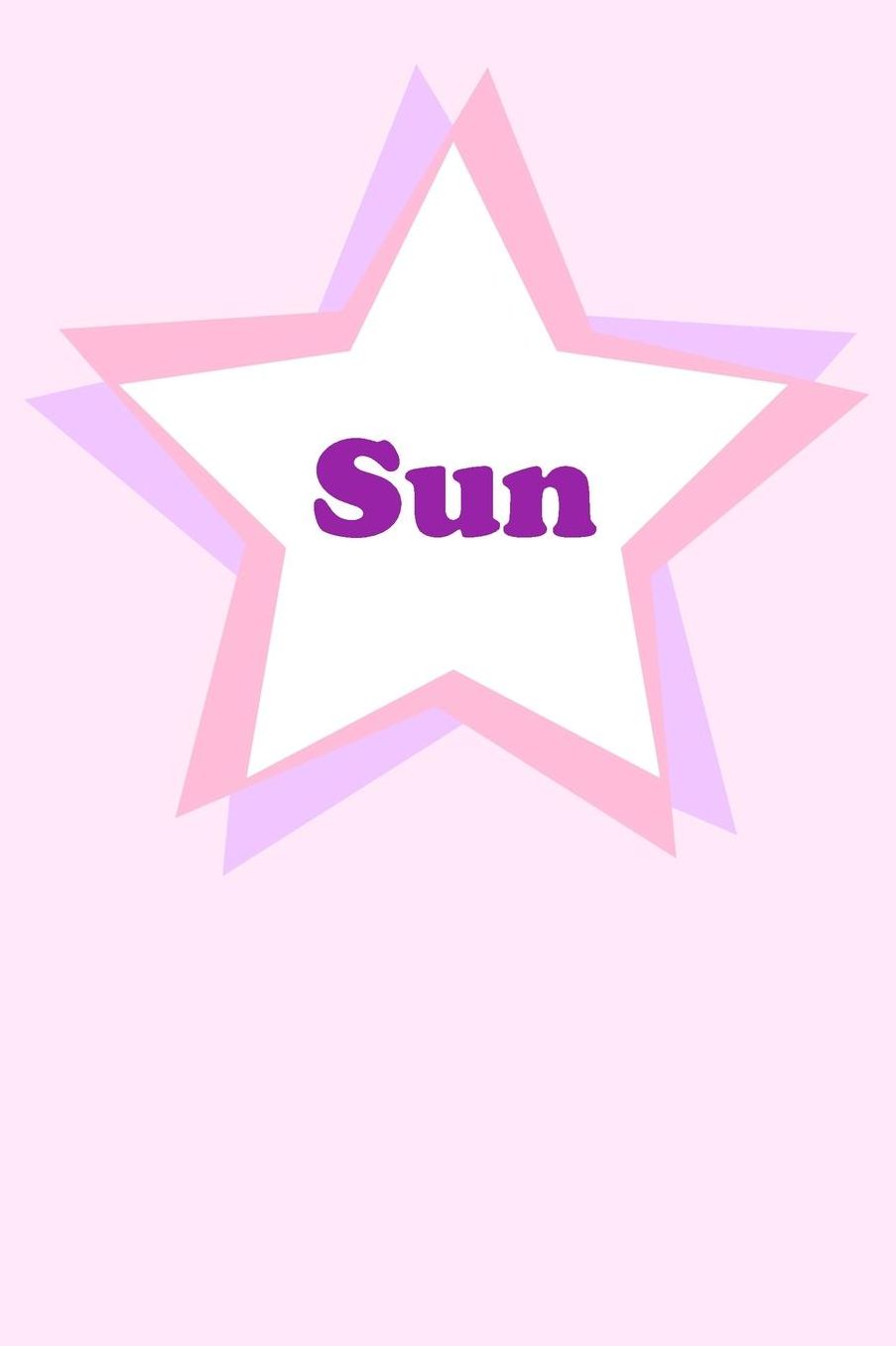 Sun: Personalized Name Journal. Wide Ruled (Lined) Writing Diary, Composition Book. Cute Pink Star Cover for Girls, Kids and Teens