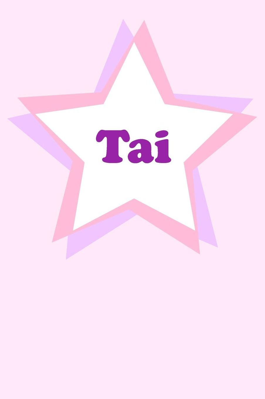 Tai: Personalized Name Journal. Wide Ruled (Lined) Writing Diary, Composition Book. Cute Pink Star Cover for Girls, Kids and Teens