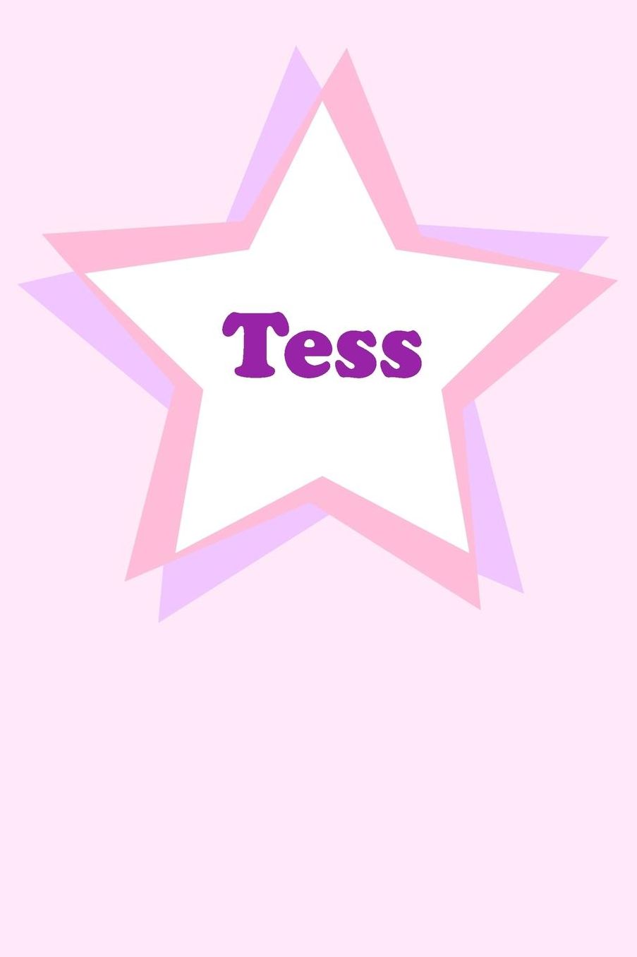 Tess: Personalized Name Journal. Wide Ruled (Lined) Writing Diary, Composition Book. Cute Pink Star Cover for Girls, Kids and Teens