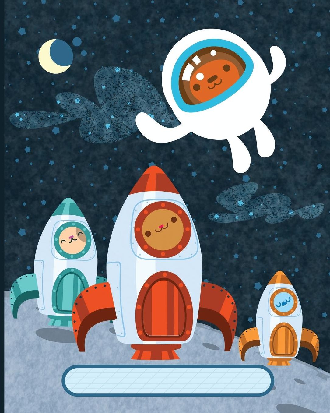 Outer Space Notebook: Primary Composition Notebook - 8 x 10 - 110 wide lined pages. Outer Space Rockets cover. Book #1
