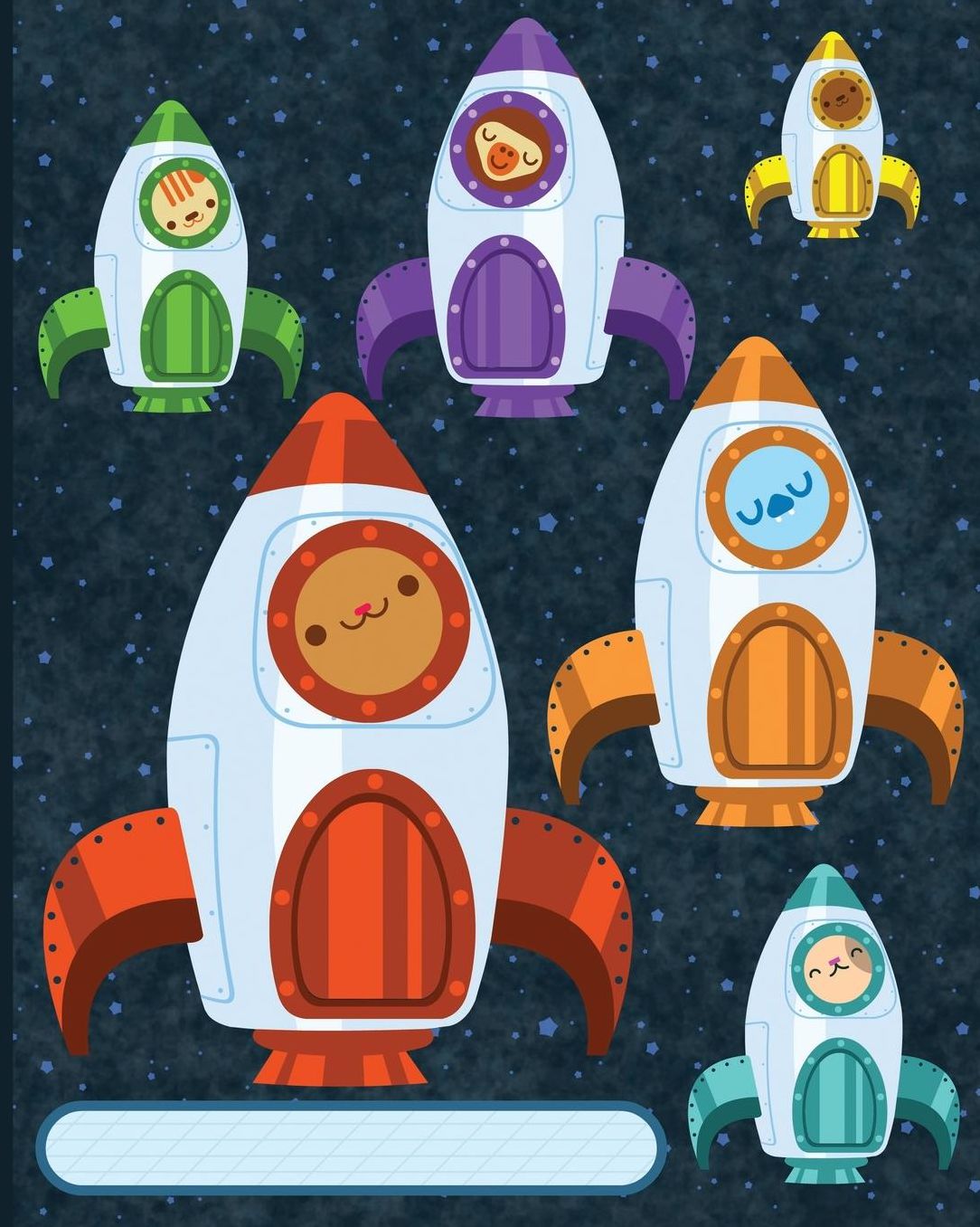 Outer Space Notebook: Primary Composition Notebook - 8 x 10 - 110 wide lined pages. Outer Space Rockets cover. Book #3