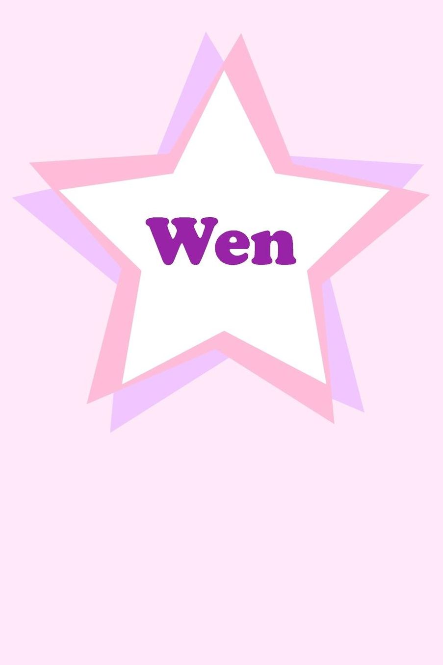 Wen: Personalized Name Journal. Wide Ruled (Lined) Writing Diary, Composition Book. Cute Pink Star Cover for Girls, Kids and Teens
