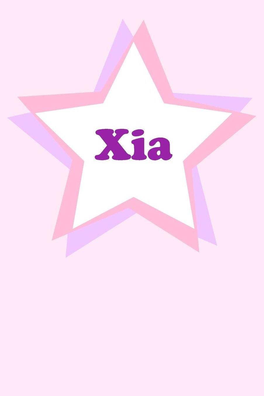 Xia: Personalized Name Journal. Wide Ruled (Lined) Writing Diary, Composition Book. Cute Pink Star Cover for Girls, Kids and Teens