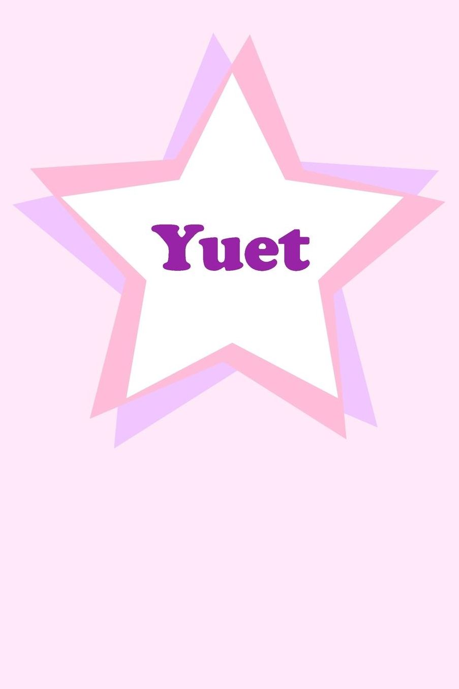 Yuet: Personalized Name Journal. Wide Ruled (Lined) Writing Diary, Composition Book. Cute Pink Star Cover for Girls, Kids and Teens