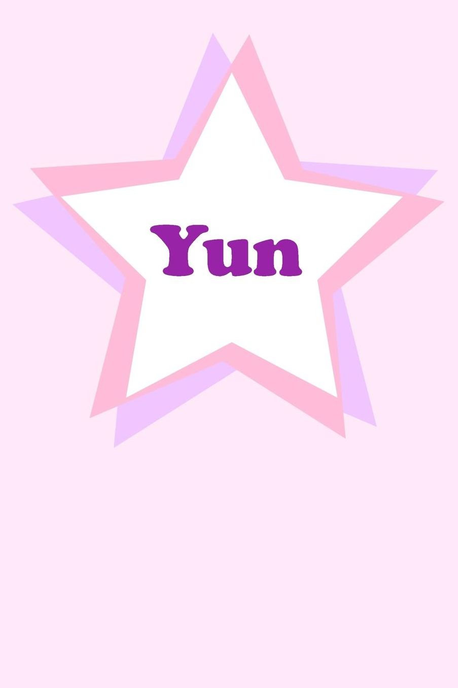 Yun: Personalized Name Journal. Wide Ruled (Lined) Writing Diary, Composition Book. Cute Pink Star Cover for Girls, Kids and Teens