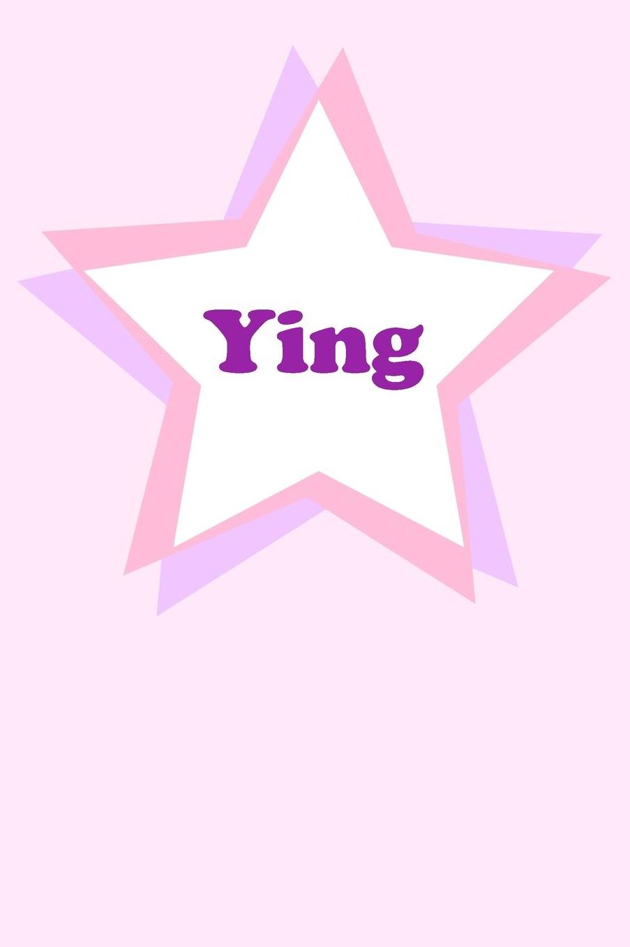 Ying: Personalized Name Journal. Wide Ruled (Lined) Writing Diary, Composition Book. Cute Pink Star Cover for Girls, Kids and Teens