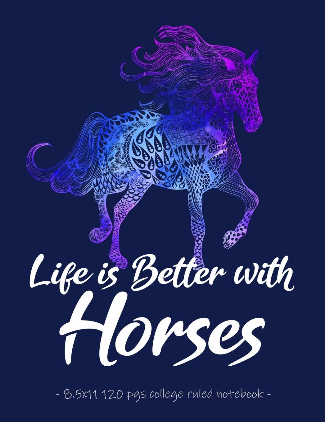 Life Is Better with Horses: School Notebook for Horse Riding Lover Girls Equestrian Rider Mom - 8.5x11