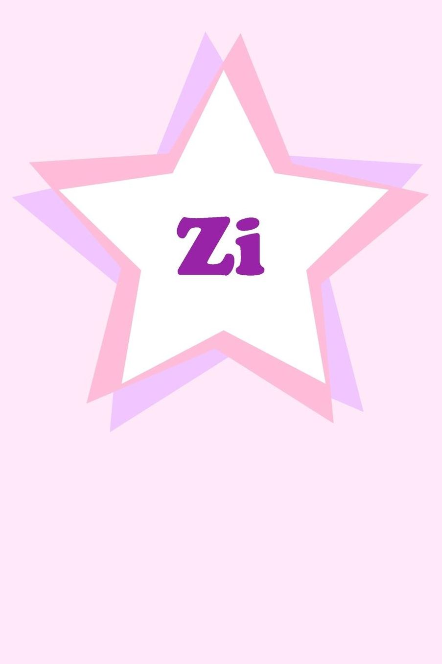 Zi: Personalized Name Journal. Wide Ruled (Lined) Writing Diary, Composition Book. Cute Pink Star Cover for Girls, Kids and Teens