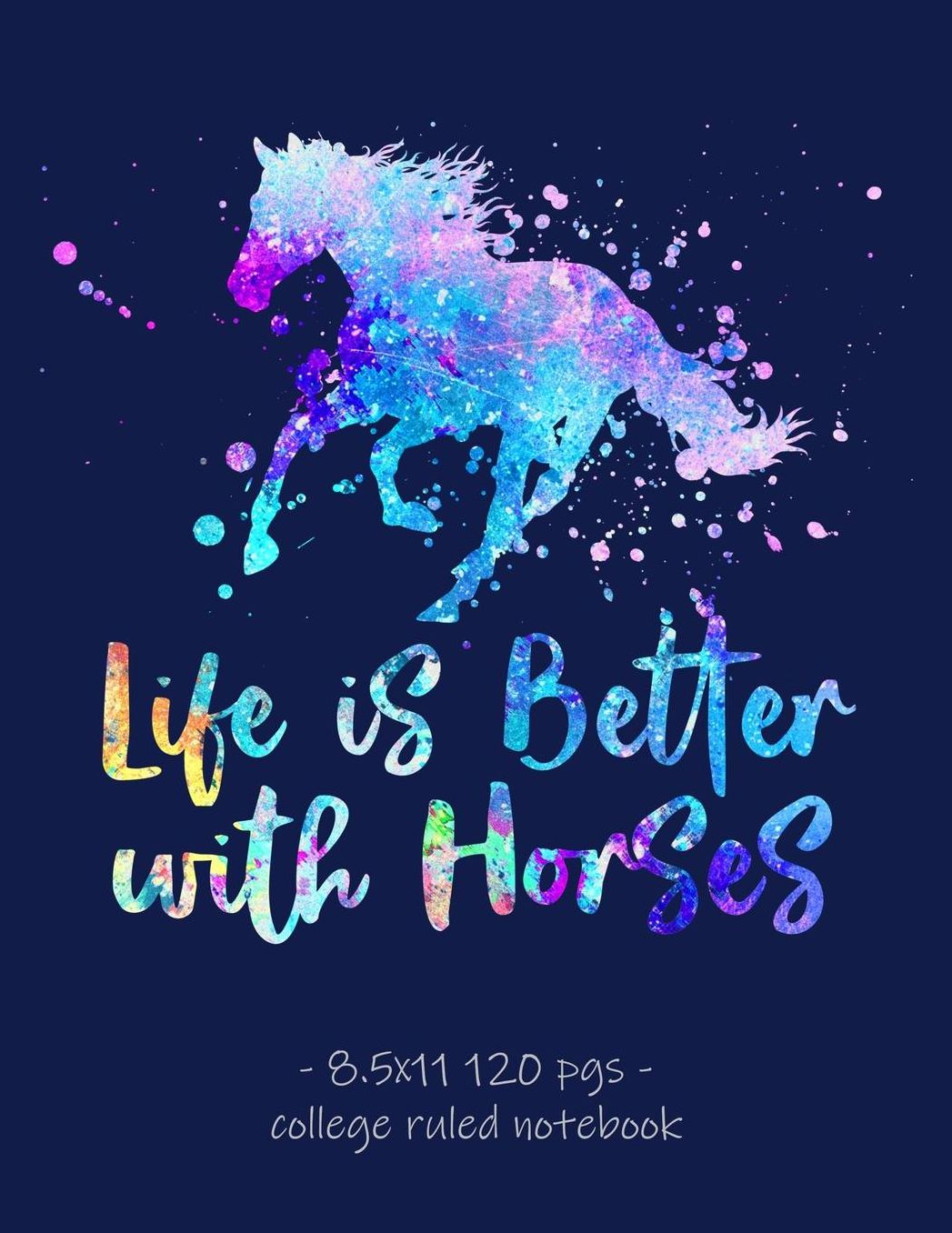 Life Is Better with Horses: School Notebook for Horse Riding Lover Girls Equestrian Rider Mom - 8.5x11