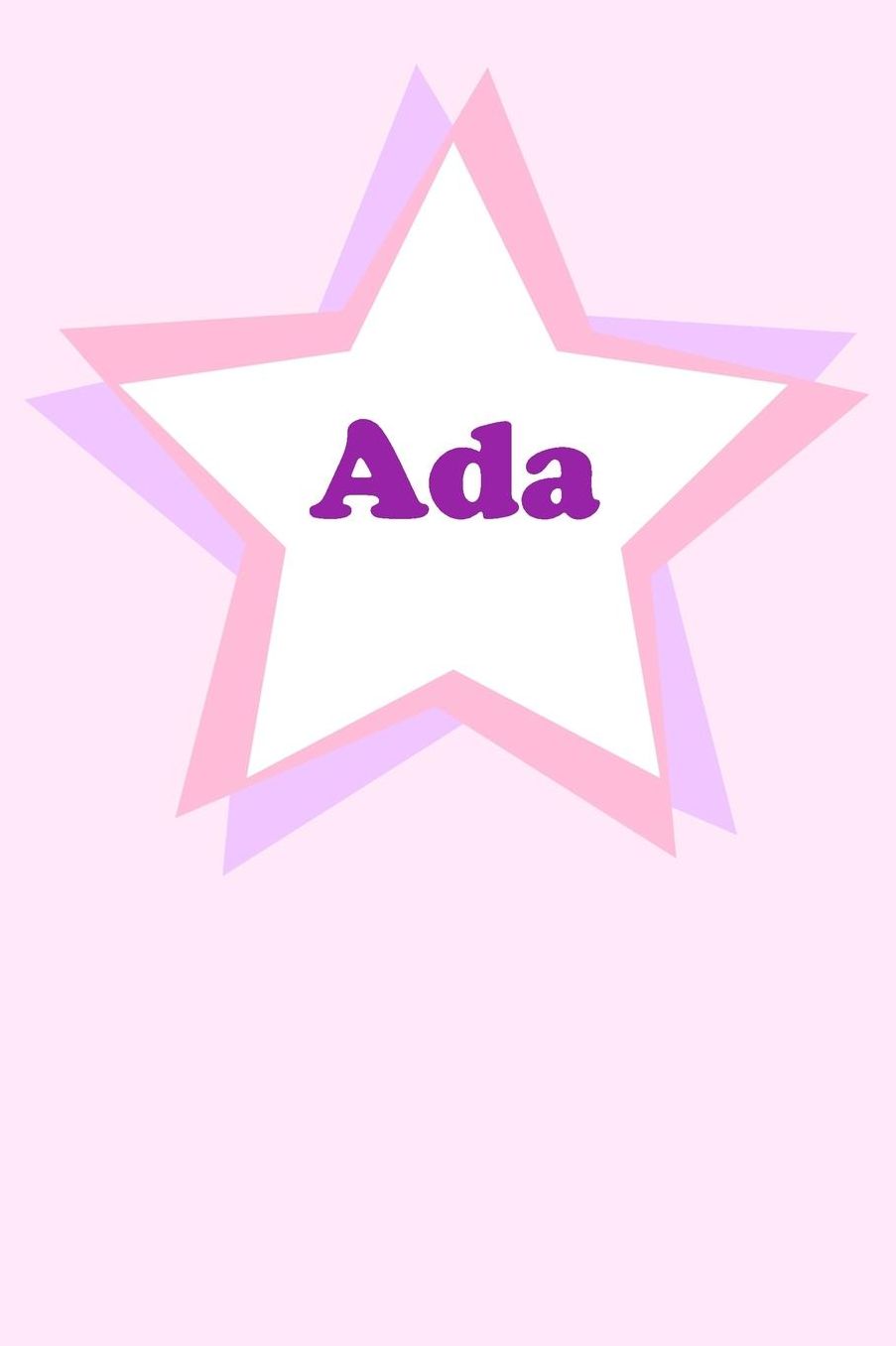 Ada: Personalized Name Journal. Wide Ruled (Lined) Writing Diary, Composition Book. Cute Pink Star Cover for Girls, Kids and Teens