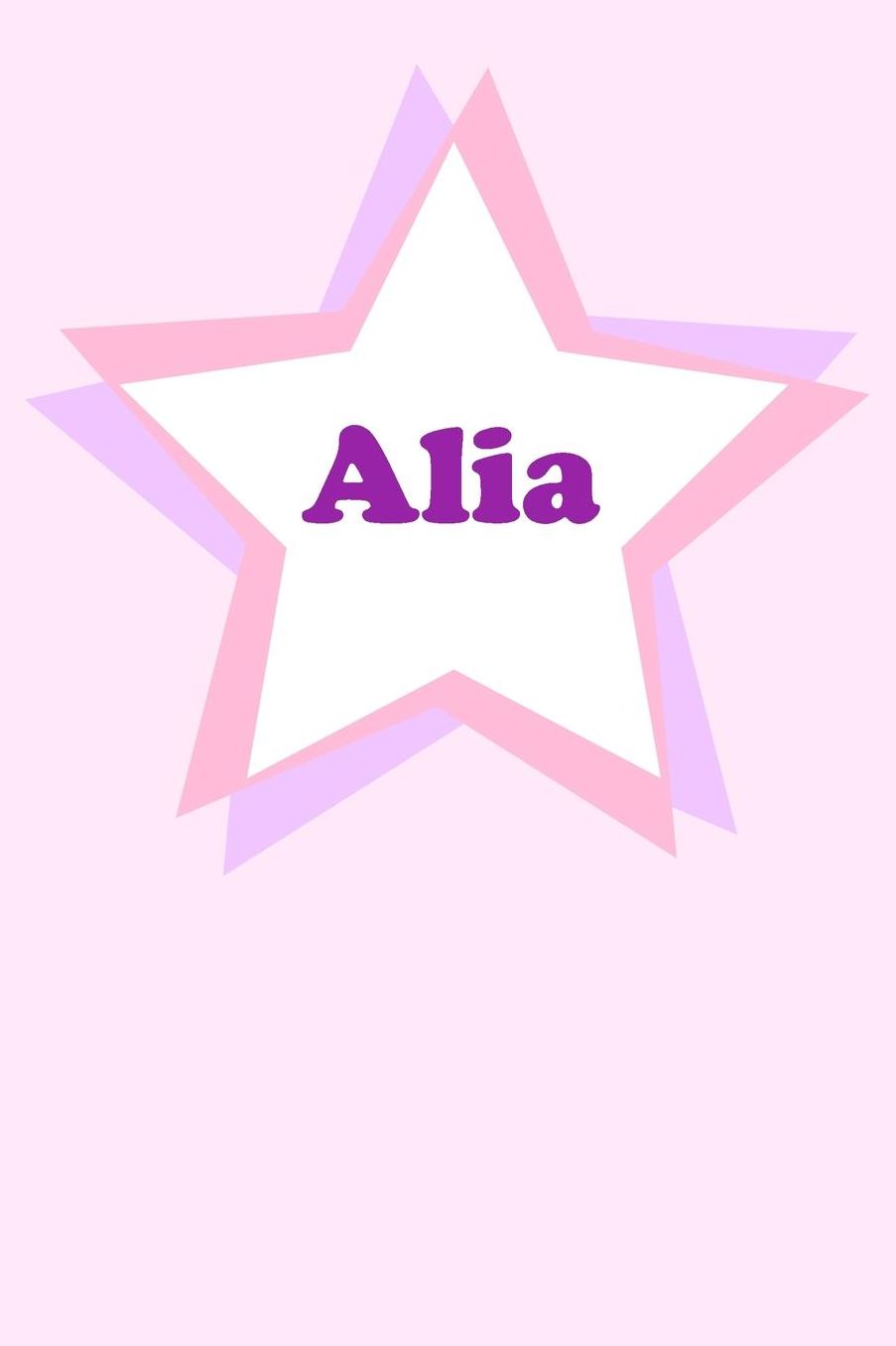 Alia: Personalized Name Journal. Wide Ruled (Lined) Writing Diary, Composition Book. Cute Pink Star Cover for Girls, Kids and Teens