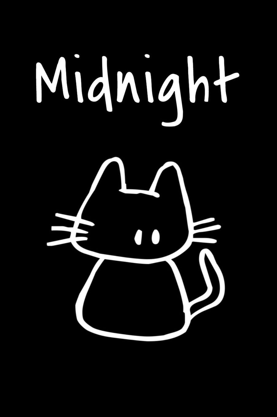Midnight: Composition Notebook Plain College Ruled Wide Lined 6 x 9 Journal Cute Meow Funny Kawaii Gifts for Cat Lover's Organizer Record Log Passwords Address Book Appointments & Diary Students Back to School Teens Kids Workbook for Writing Notes