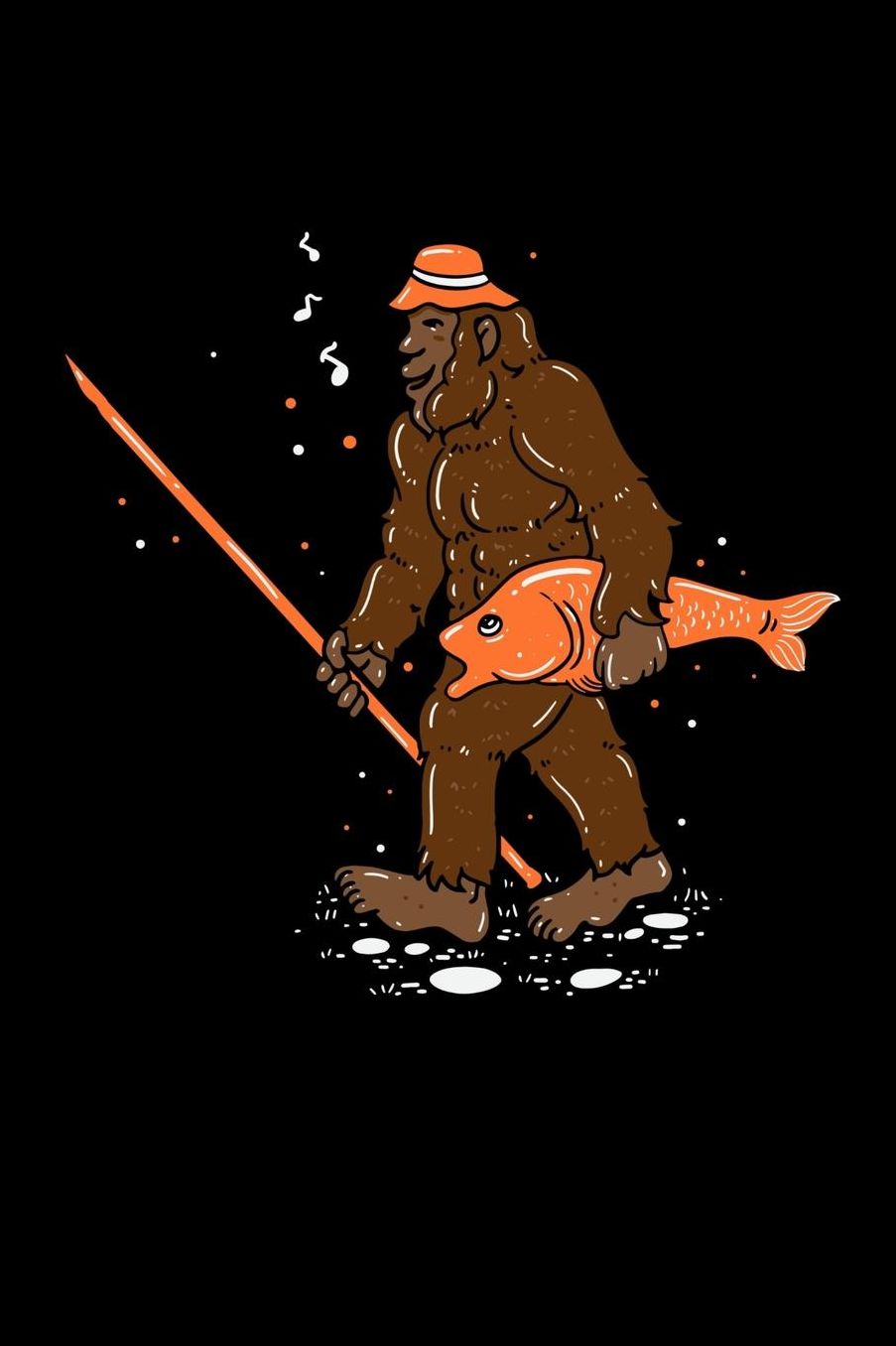 Bigfoot Carrying Fish: 120 Pages I 6x9 I Music Sheet I Funny Yeti & Sasquatch on Lake Angling Gifts