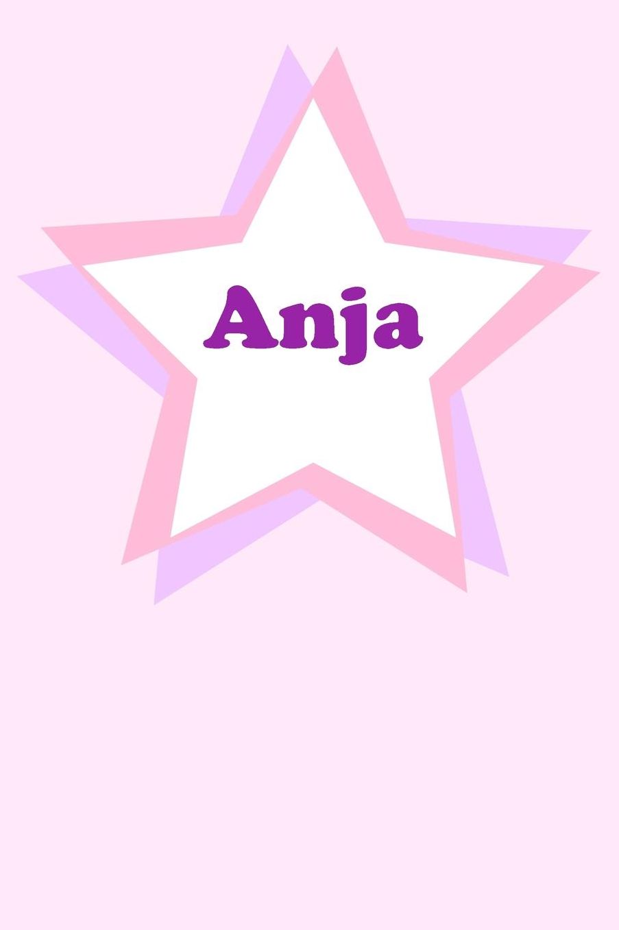 Anja: Personalized Name Journal. Wide Ruled (Lined) Writing Diary, Composition Book. Cute Pink Star Cover for Girls, Kids and Teens