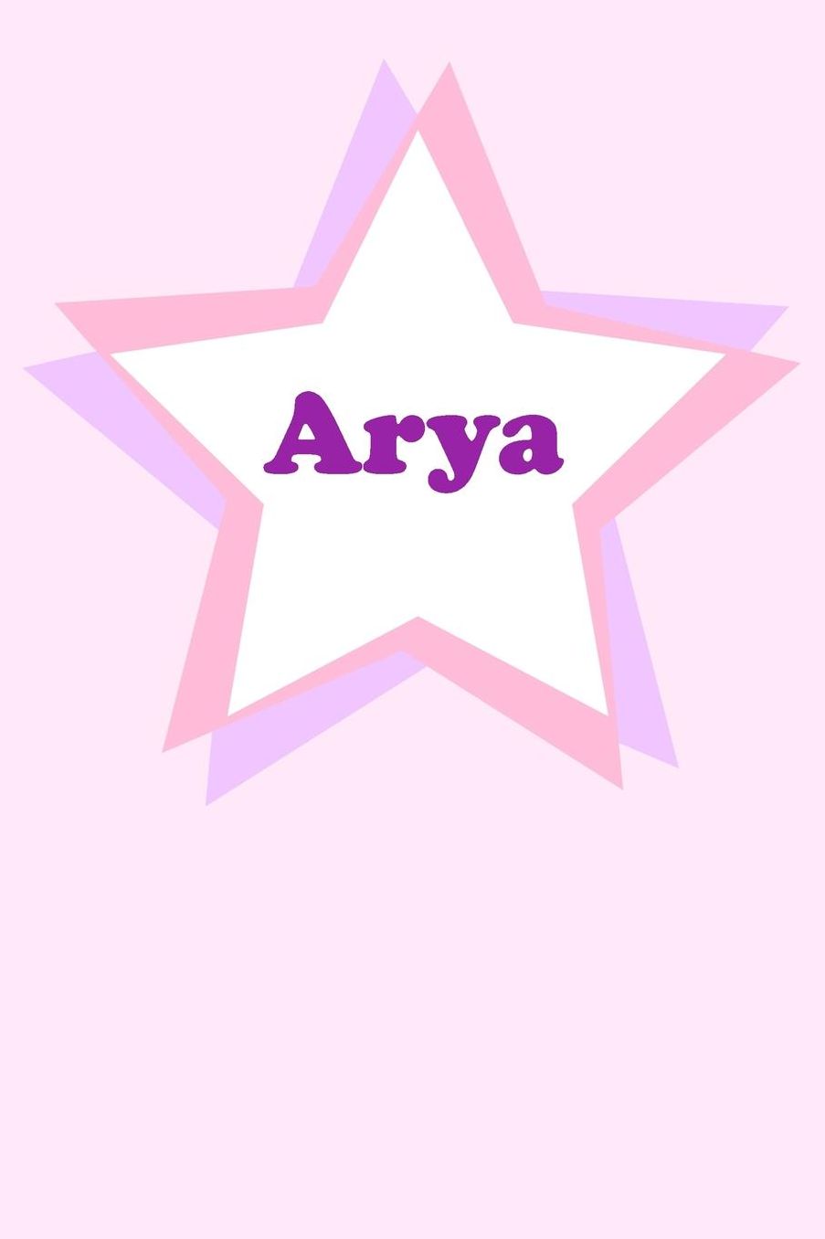 Arya: Personalized Name Journal. Wide Ruled (Lined) Writing Diary, Composition Book. Cute Pink Star Cover for Girls, Kids and Teens