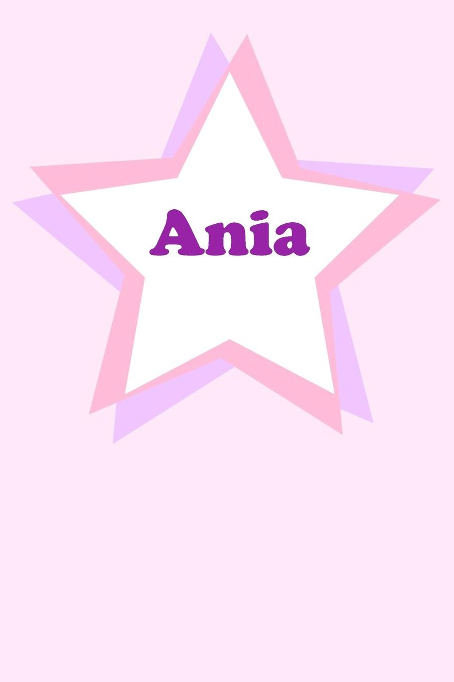 Ania: Personalized Name Journal. Wide Ruled (Lined) Writing Diary, Composition Book. Cute Pink Star Cover for Girls, Kids and Teens