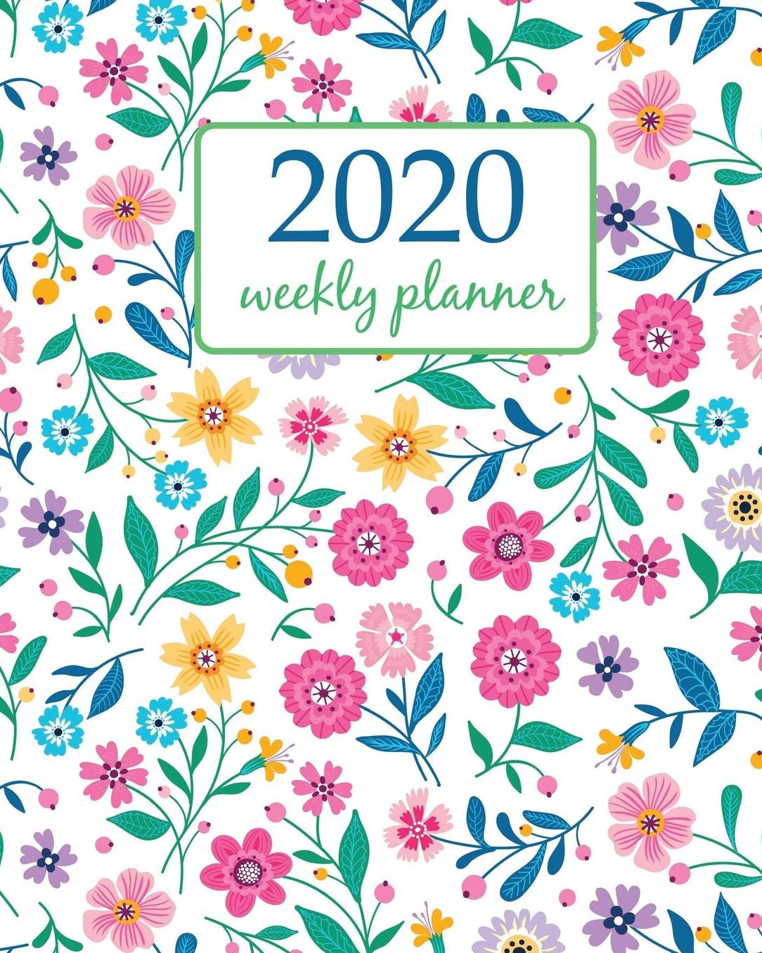 2020 Weekly Planner: Calendar Schedule Organizer Appointment Journal Notebook and Action day With Inspirational Quotes Hand drawn abstract seamless pattern. Autumn leaves background