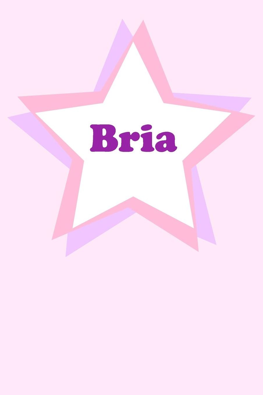 Bria: Personalized Name Journal. Wide Ruled (Lined) Writing Diary, Composition Book. Cute Pink Star Cover for Girls, Kids and Teens
