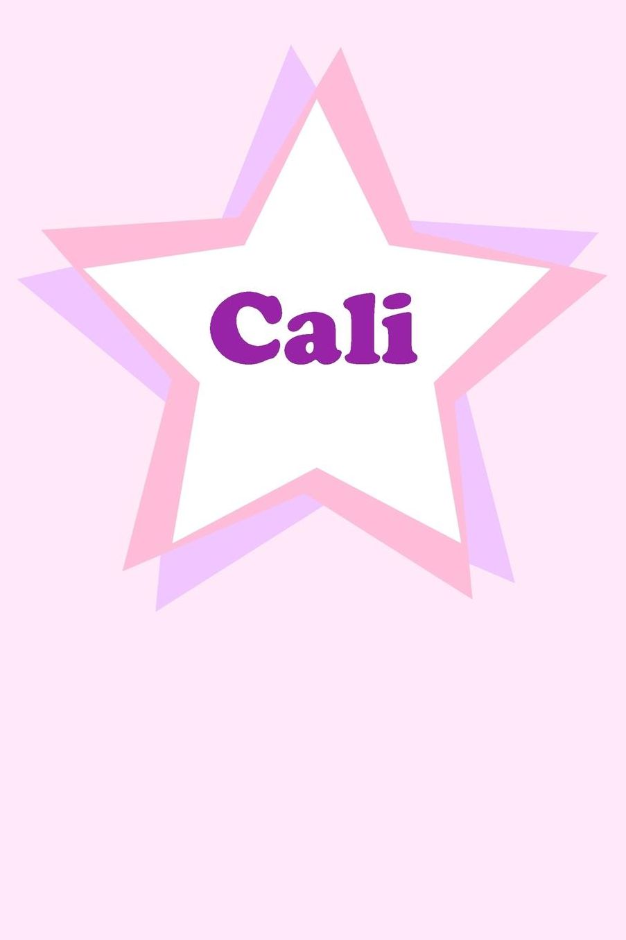 Cali: Personalized Name Journal. Wide Ruled (Lined) Writing Diary, Composition Book. Cute Pink Star Cover for Girls, Kids and Teens