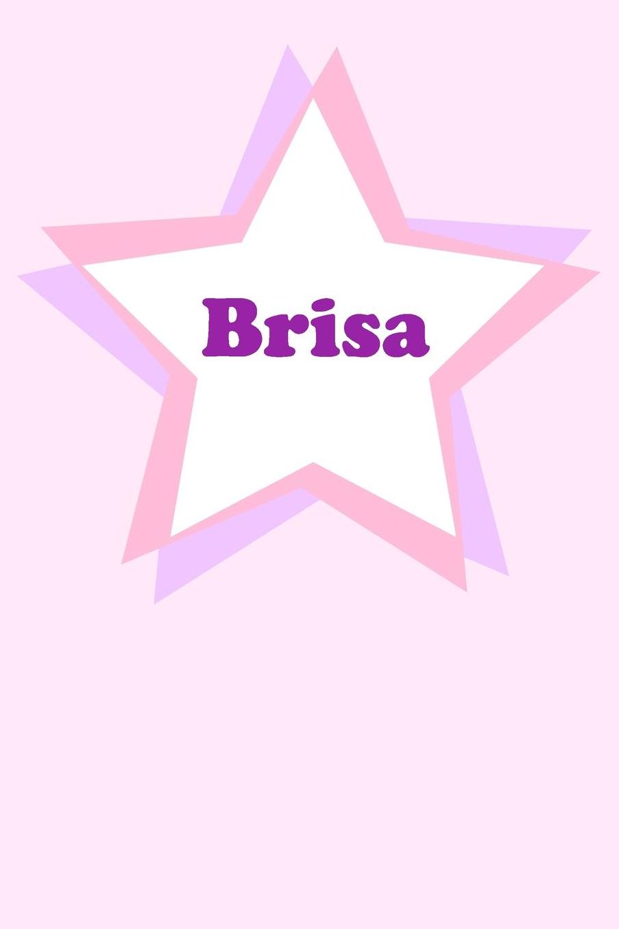 Brisa: Personalized Name Journal. Wide Ruled (Lined) Writing Diary, Composition Book. Cute Pink Star Cover for Girls, Kids and Teens