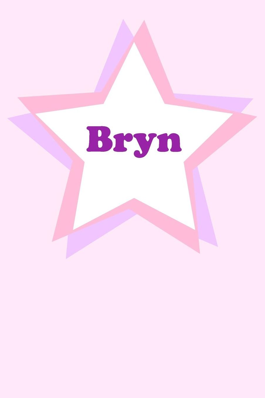 Bryn: Personalized Name Journal. Wide Ruled (Lined) Writing Diary, Composition Book. Cute Pink Star Cover for Girls, Kids and Teens