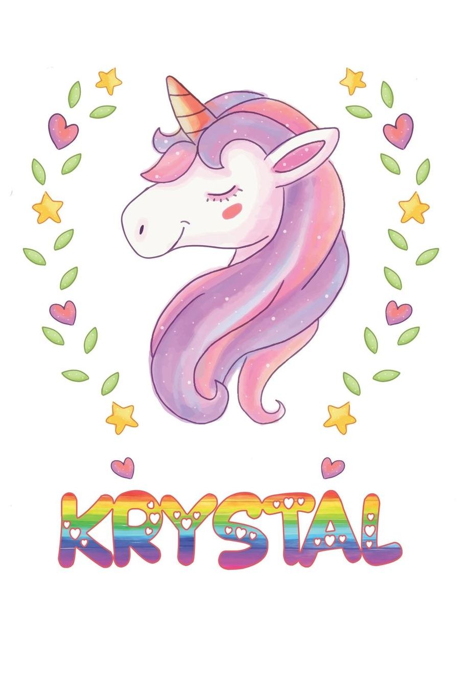 Krystal: Krystal Notebook Journal 6x9 Personalized Gift For Krystal Unicorn Rainbow Colors Lined Paper