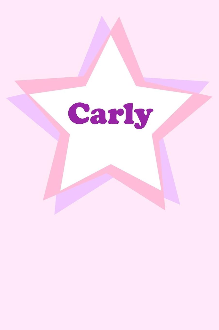 Carly: Personalized Name Journal. Wide Ruled (Lined) Writing Diary, Composition Book. Cute Pink Star Cover for Girls, Kids and Teens