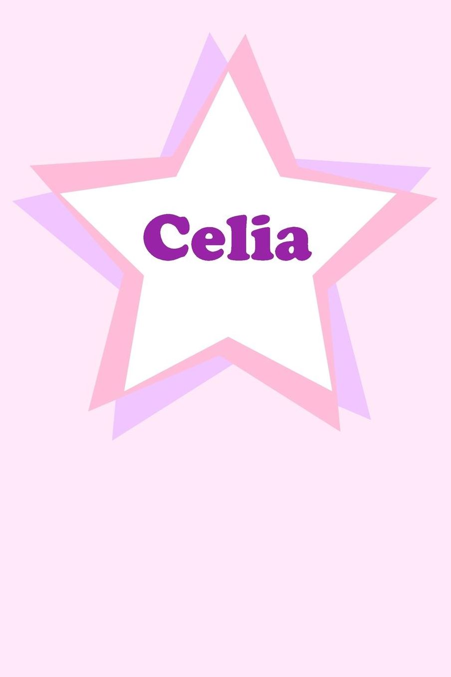 Celia: Personalized Name Journal. Wide Ruled (Lined) Writing Diary, Composition Book. Cute Pink Star Cover for Girls, Kids and Teens