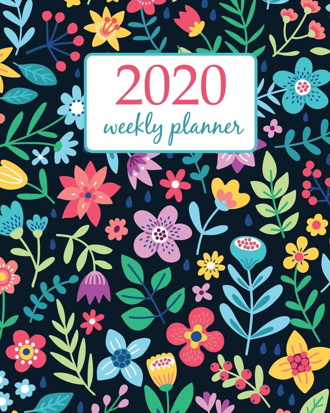 2020 Weekly Planner: Calendar Schedule Organizer Appointment Journal Notebook and Action day With Inspirational Quotes cute Small colorful flowers. White background. Ditsy floral background - floral design