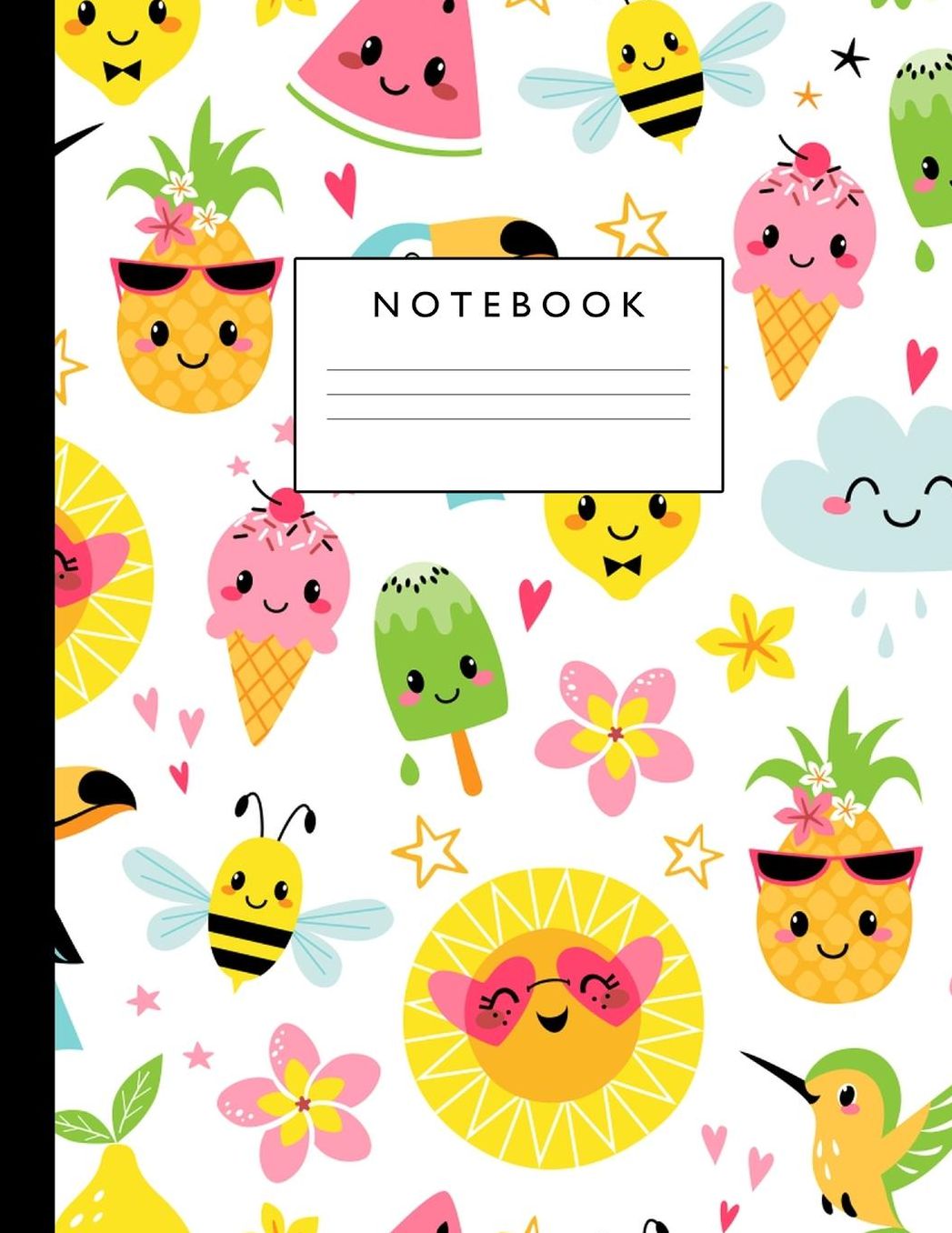 Notebook: Cute Lined Journal Ruled Composition Note Book to Draw and Write In - School Supplies for Elementary, Highschool and College (8.5 x 11 Size 100 Writing Pages) Cover Design 264