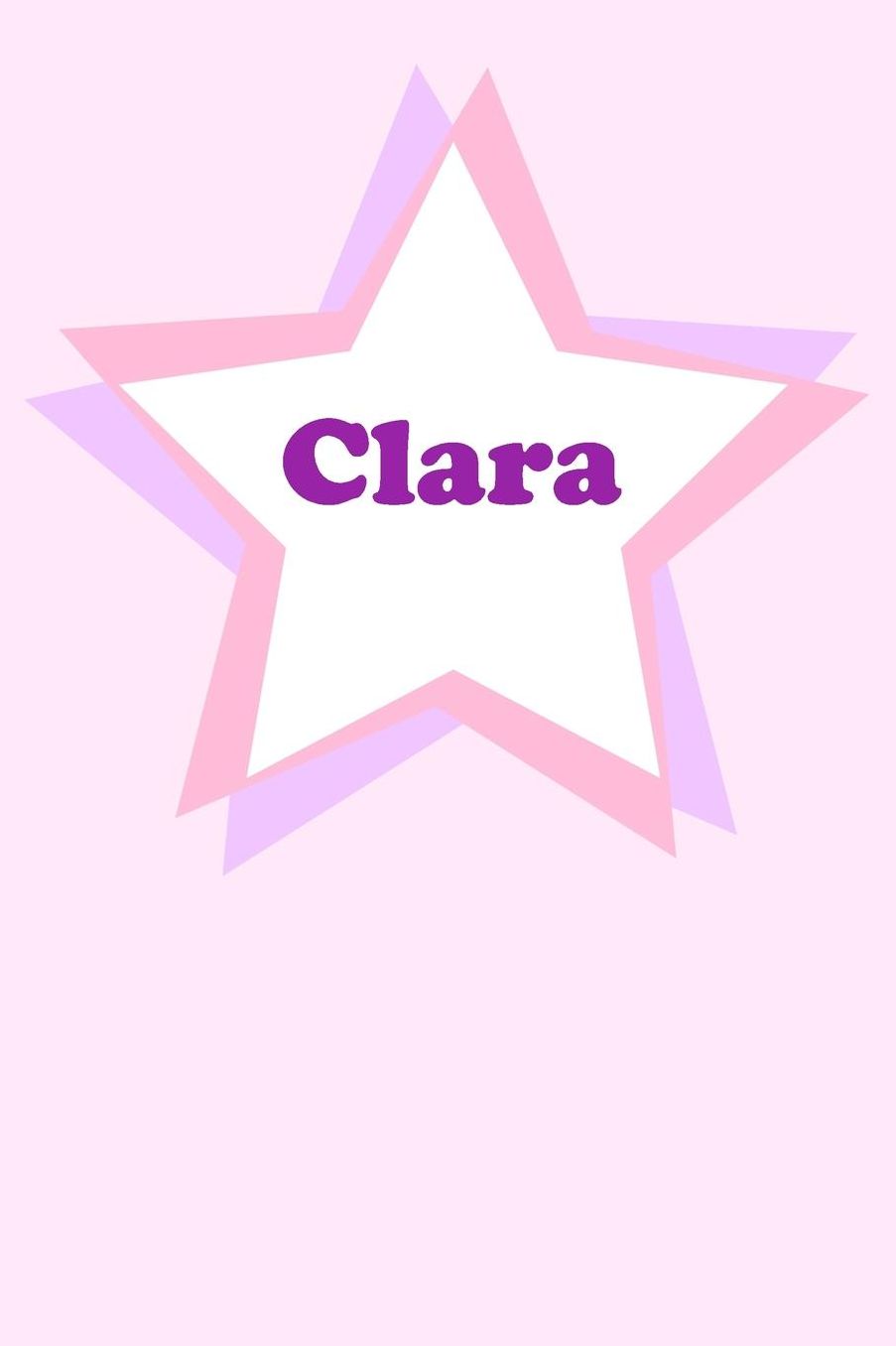Clara: Personalized Name Journal. Wide Ruled (Lined) Writing Diary, Composition Book. Cute Pink Star Cover for Girls, Kids and Teens