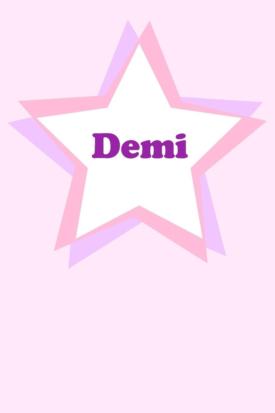 Demi: Personalized Name Journal. Wide Ruled (Lined) Writing Diary, Composition Book. Cute Pink Star Cover for Girls, Kids and Teens