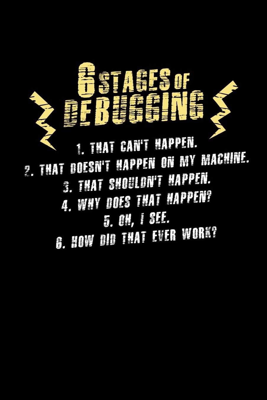 6 Stages of Debugging: 120 Pages I 6x9 I Music Sheet I Funny Software Engineering, Coder & Hacker Gifts