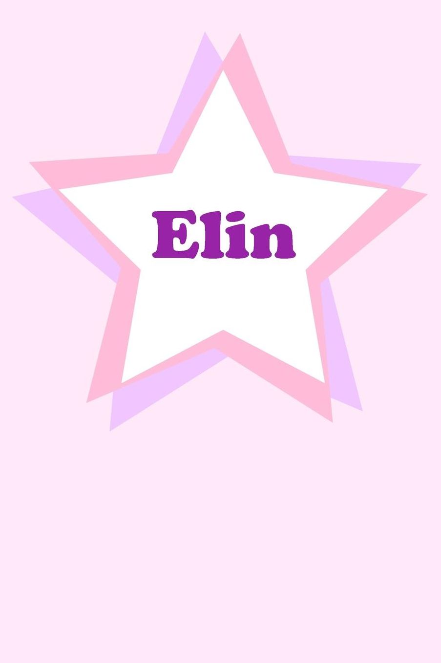 Elin: Personalized Name Journal. Wide Ruled (Lined) Writing Diary, Composition Book. Cute Pink Star Cover for Girls, Kids and Teens
