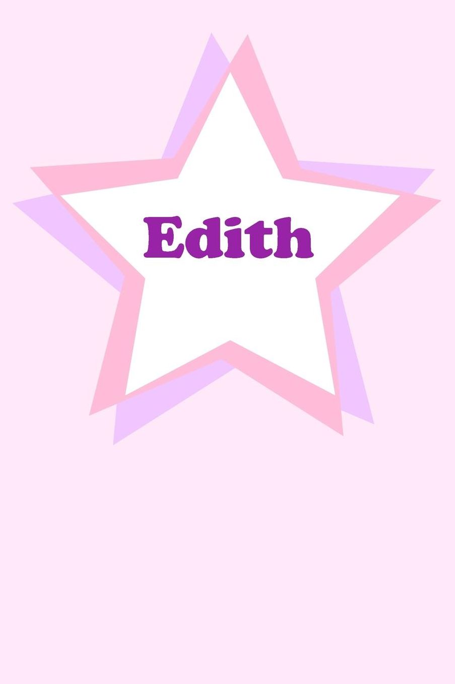 Edith: Personalized Name Journal. Wide Ruled (Lined) Writing Diary, Composition Book. Cute Pink Star Cover for Girls, Kids and Teens