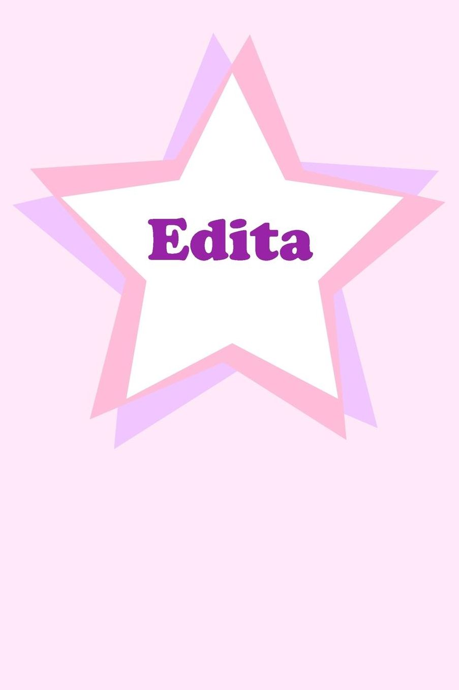 Edita: Personalized Name Journal. Wide Ruled (Lined) Writing Diary, Composition Book. Cute Pink Star Cover for Girls, Kids and Teens