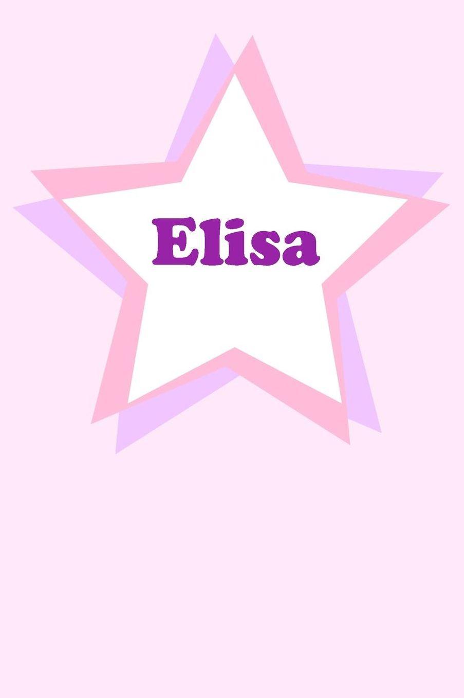 Elisa: Personalized Name Journal. Wide Ruled (Lined) Writing Diary, Composition Book. Cute Pink Star Cover for Girls, Kids and Teens