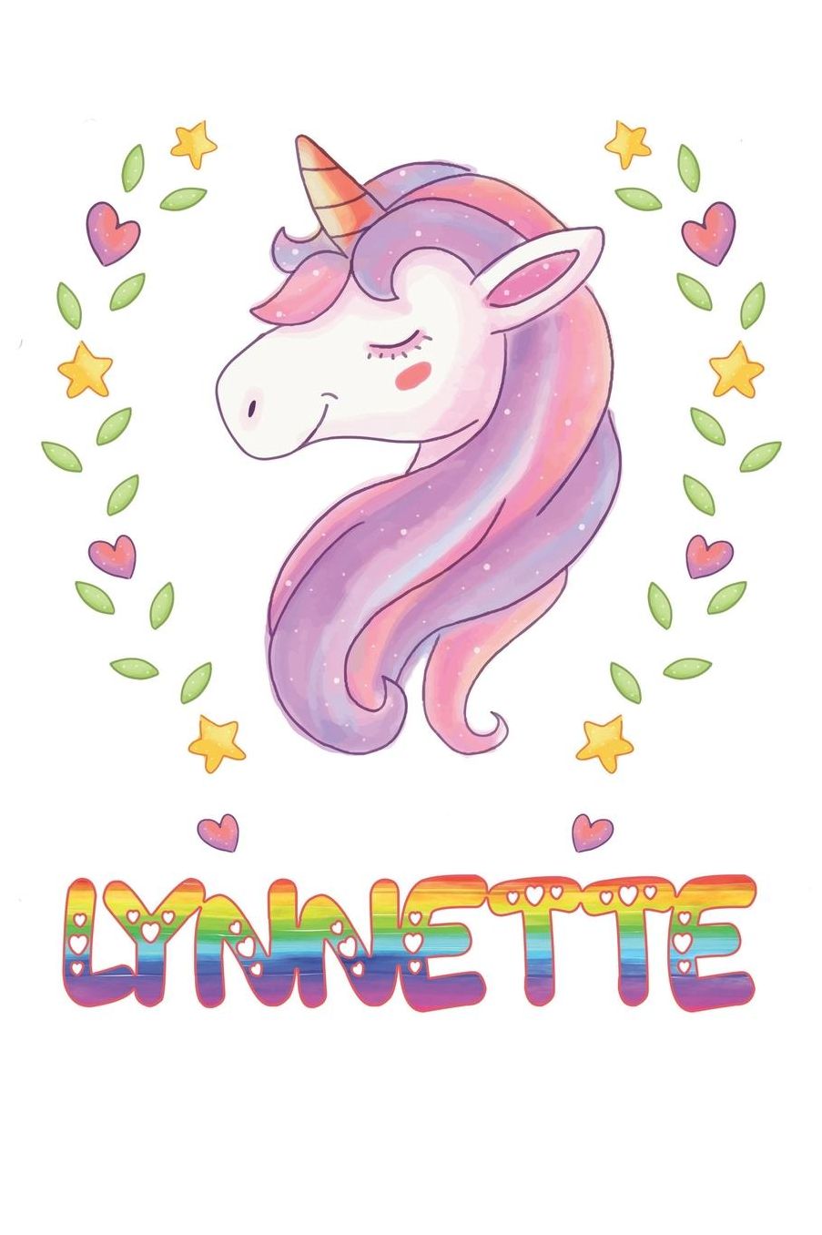 Lynnette: Lynnette Notebook Journal 6x9 Personalized Gift For Lynnette Unicorn Rainbow Colors Lined Paper
