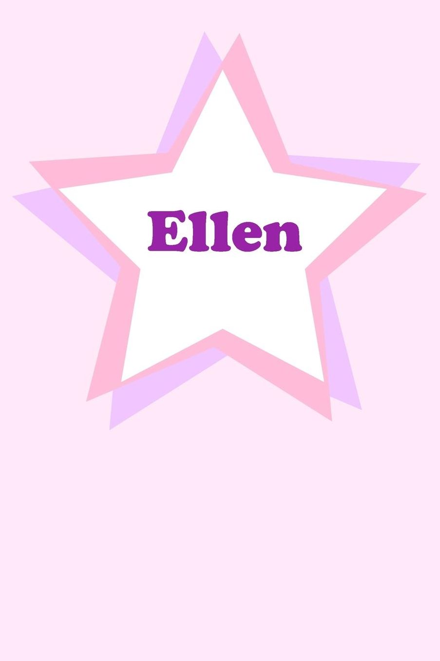 Ellen: Personalized Name Journal. Wide Ruled (Lined) Writing Diary, Composition Book. Cute Pink Star Cover for Girls, Kids and Teens